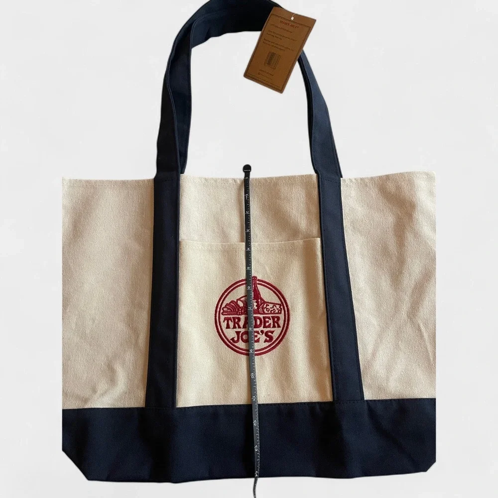 Trader Joe's Canvas Tote Shopping Bag - LARGE BLUE-*NEW with TAGS*